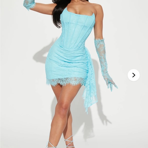 Dresses & Skirts - Elegant Blue Lace Corset Dress